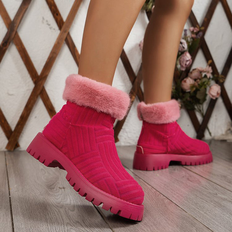 Winter ankle boots Fashoin thick soled thickened snow boots for women plush shoes