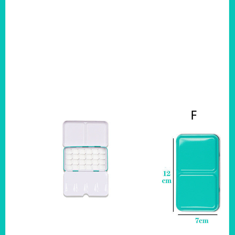 Leere Farbpalettenbox, Farbaufbewahrung, Eisenbox mit 24 halben Näpfen