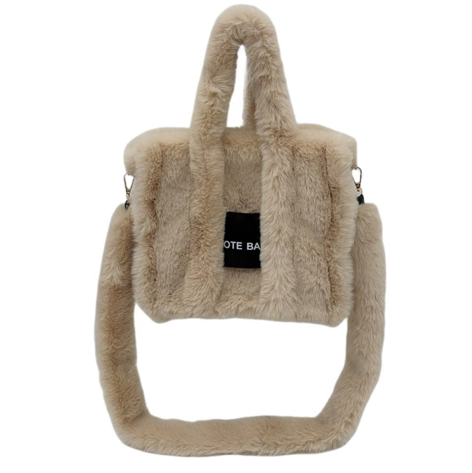 Women's Faux Rabbit Fur Portable Large-capacity Crossbody Bag