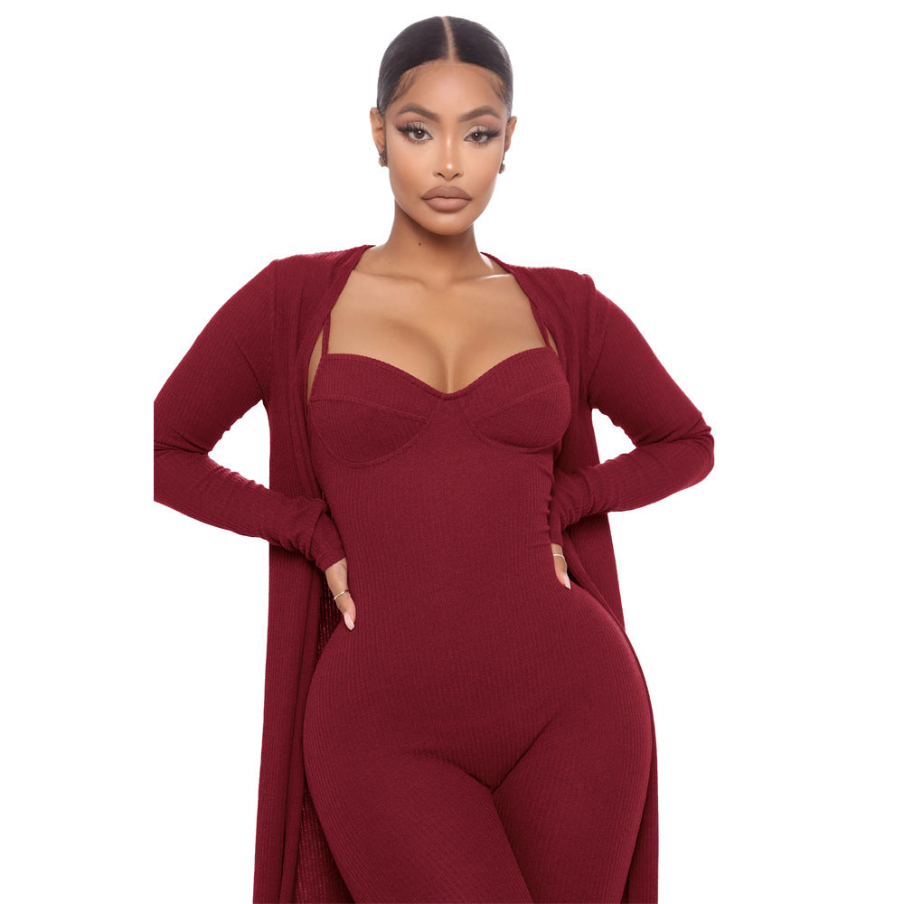 Women's Sling Jumpsuit Casual Loose Long Sleeve Jacket