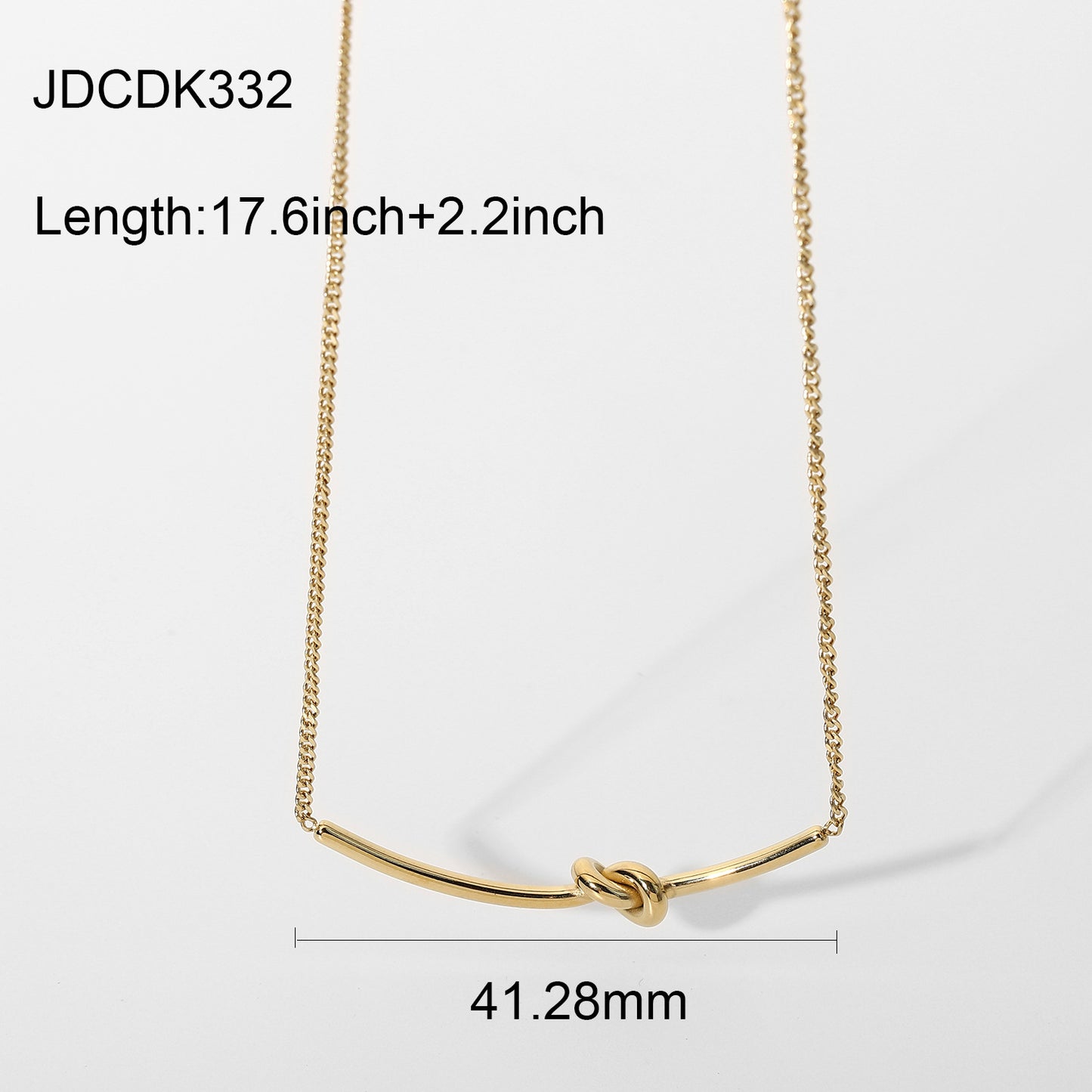 Fashion 14K Gold Plated Stainless Steel Knotted Necklace Women's Single Layer Pendant Ornament