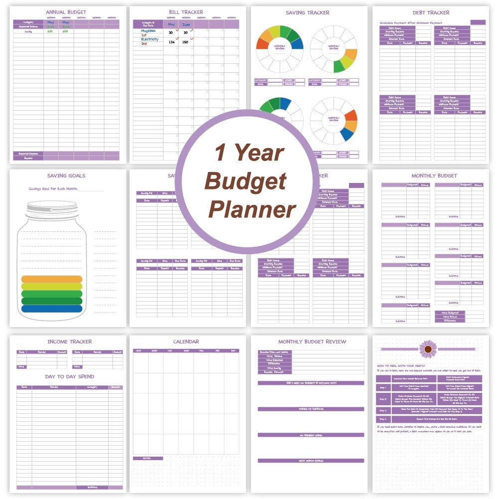 Coil Notebook Aufkleber Monatliche Finanz planung Englisch Budget Buch Anzug