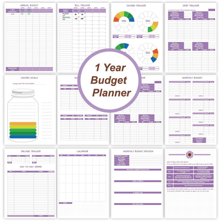 Coil Notebook Aufkleber Monatliche Finanzplanung Englisch Budget Buch