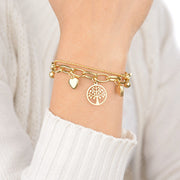 Goldenes Damen-Doppelarmband mit Lebensbaum