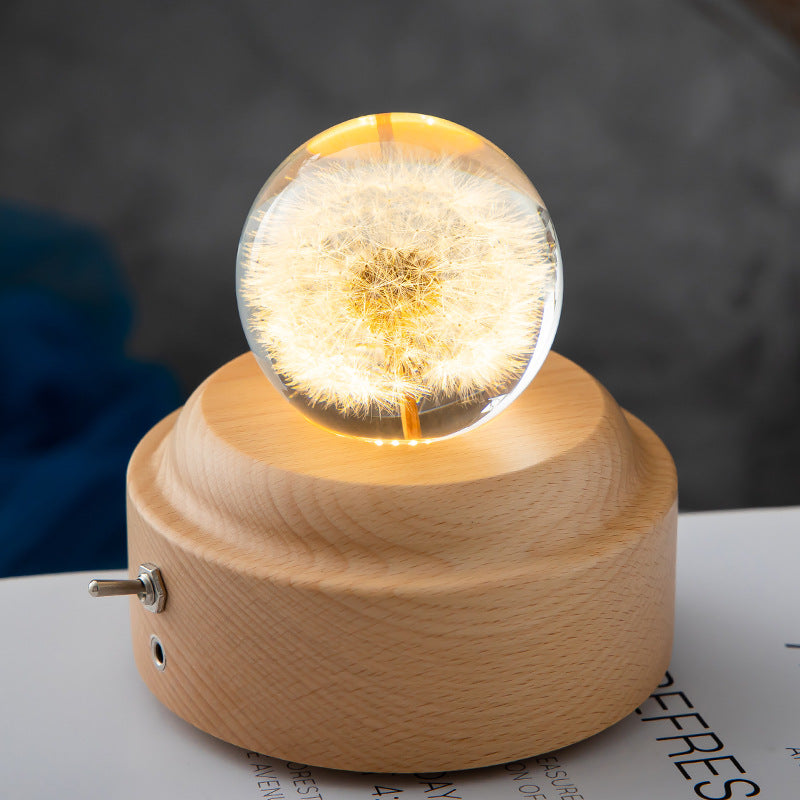 Dandelion Crystal Ball Glowing Night Light Eternal Flower