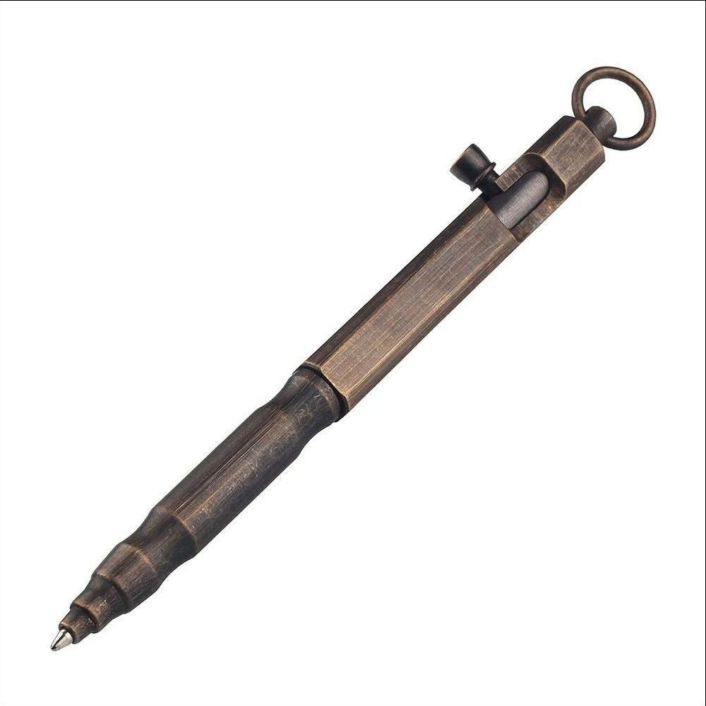 Vintage Brass Machine Gun Pen Pure Copper Tactical Pen