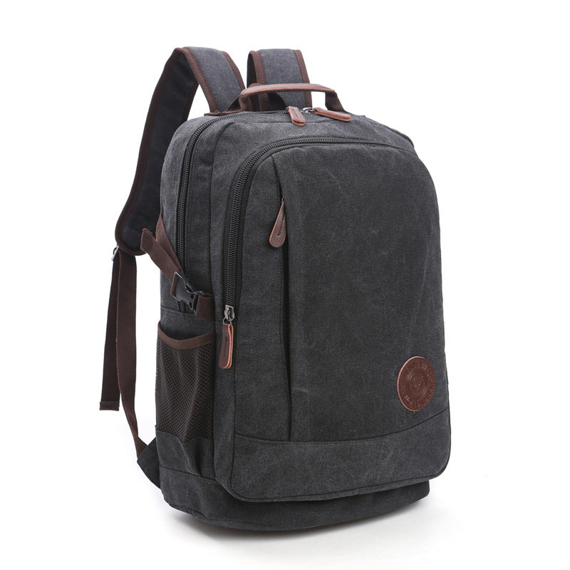 Men's and Women's Wear-resistant Washed Canvas Backpacks, Street Casual Fashion, Large Capacity, Multifunctional