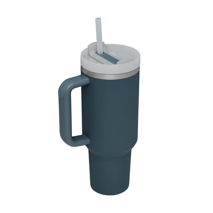 1,2 l, Kaffee-Isolierbecher mit Strohhalm und Griff, tragbare Wasserflasche aus Edelstahl fürs Auto, große Kapazität, Reise-Thermobecher ohne BPA