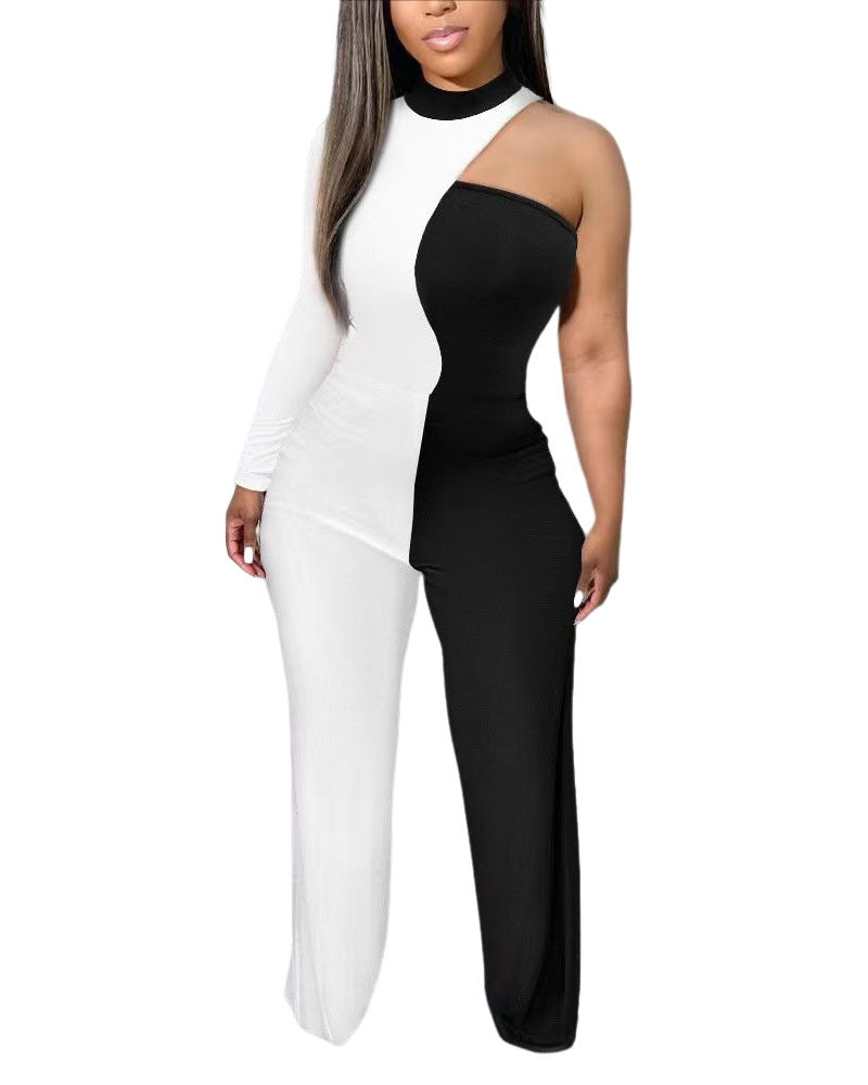 European And American Women's Printed Trousers Off-the-shoulder Slim Jumpsuit