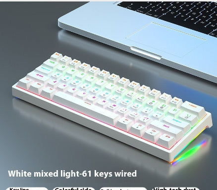 61 Key Small Bluish Black Black Tea Shaft Wired Hot Plug Computer Mechanical Keyboard