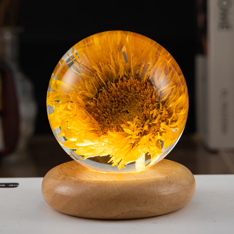 Dandelion Crystal Ball Glowing Night Light Eternal Flower