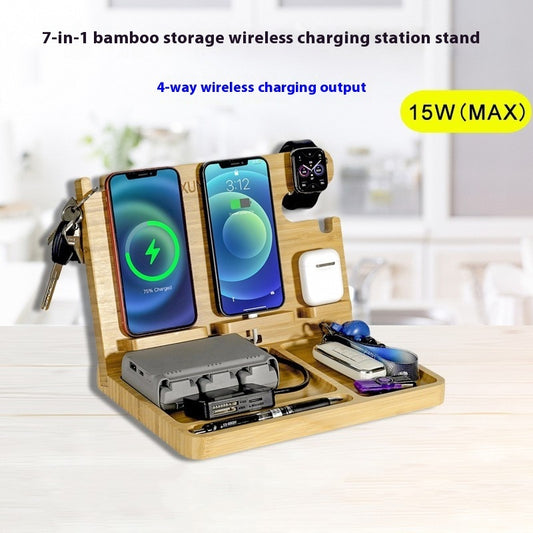 Six-in-One Wireless Charger Mobile Phone Holder Desktop Storage Wireless Fast Charging