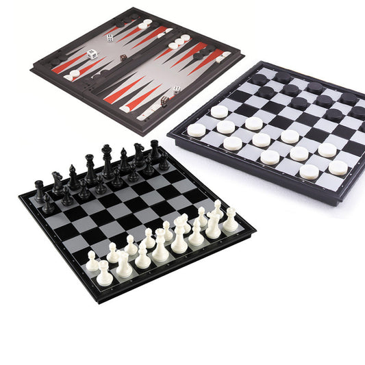 Magnetic Chess and Backgammon Game "Three in One"