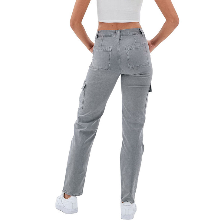 Damen Jeans Multi-Bag High Waist Wash Straight