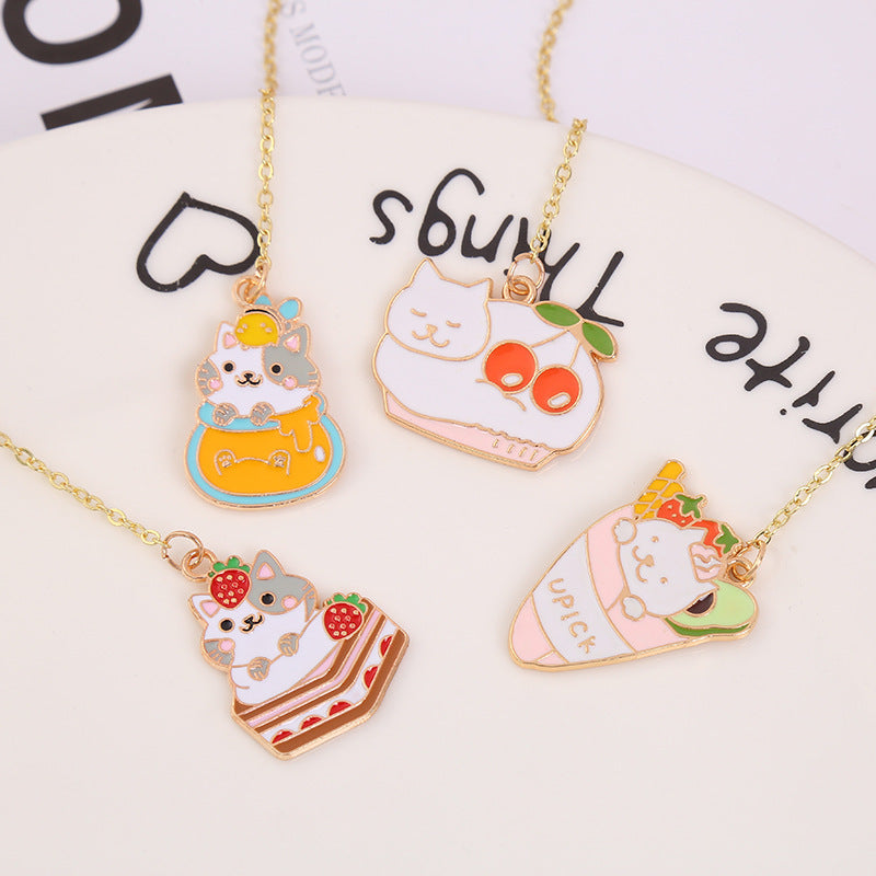 Jane Key Foodie Cute Pet Cat Bookmark Cartoon Creative Metal Pendant