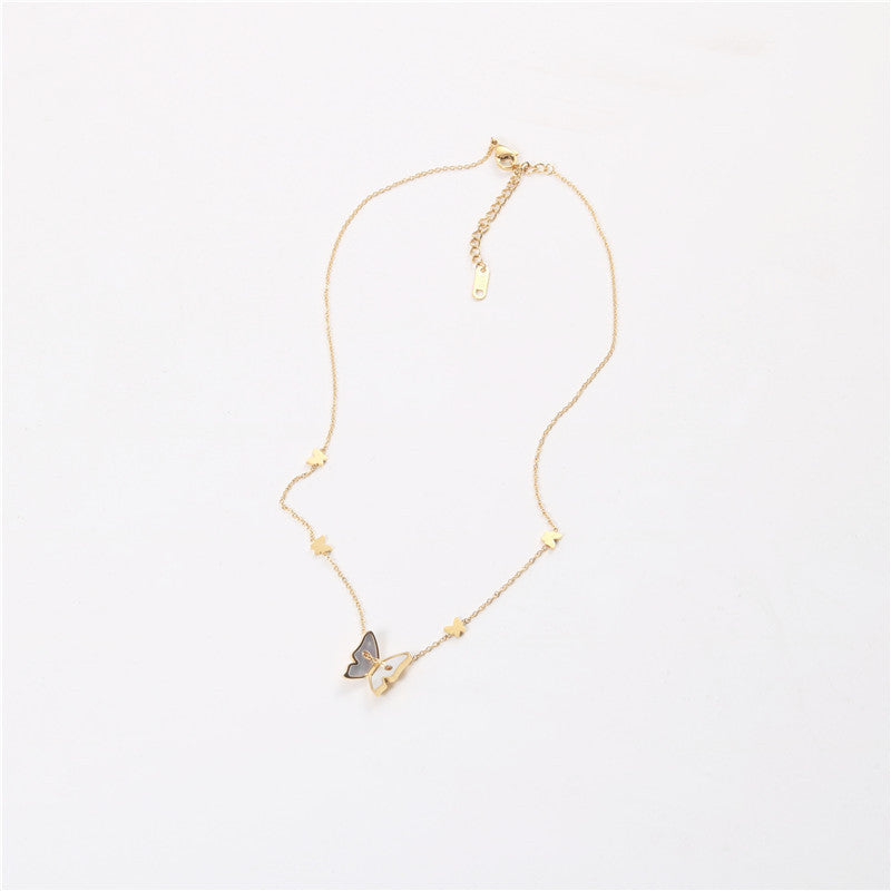 Shell Butterfly Necklace Ins Cold Style 18K Gold